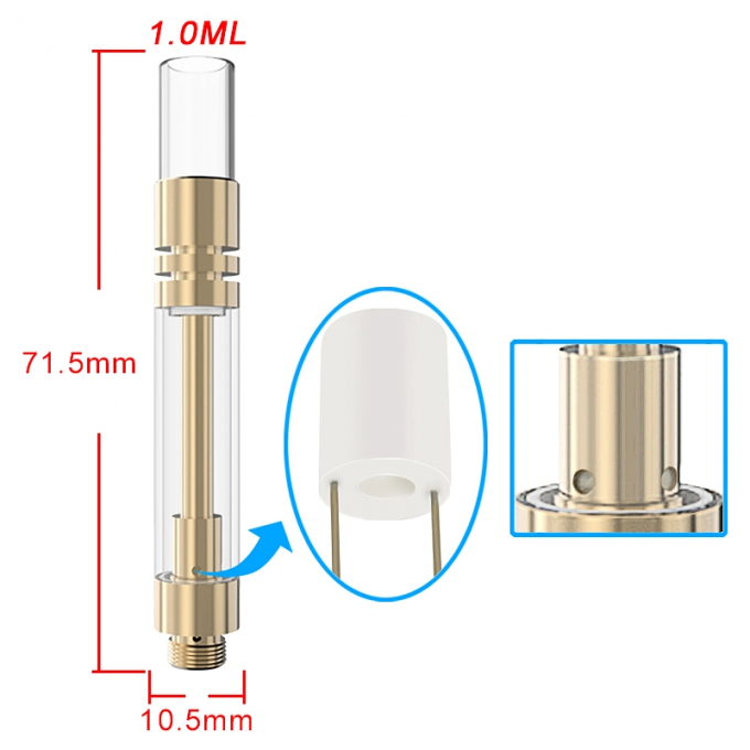 2.0mm4 흡입 기름 구멍 - CBD 510 카트리지를 통한 최적 기류